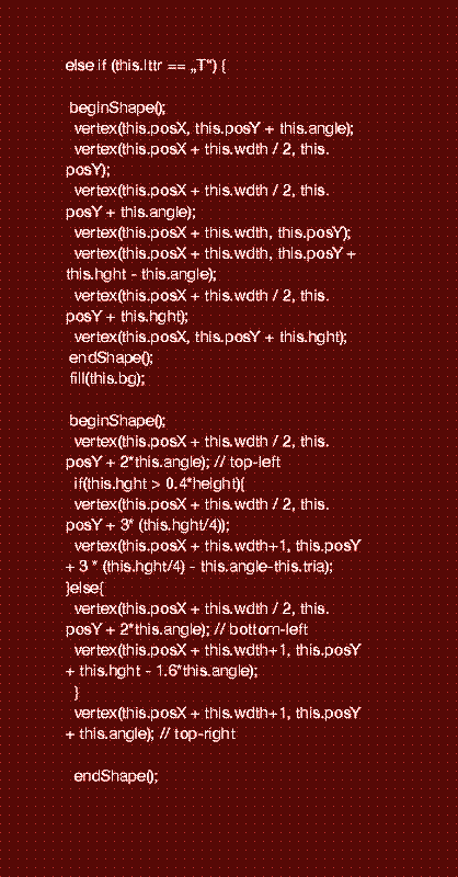 code-snippet for drawing the letter T